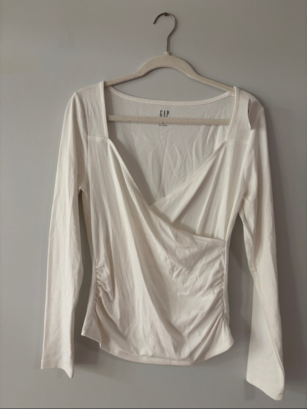 GAP Ivory Wrap-Style Long Sleeve Top